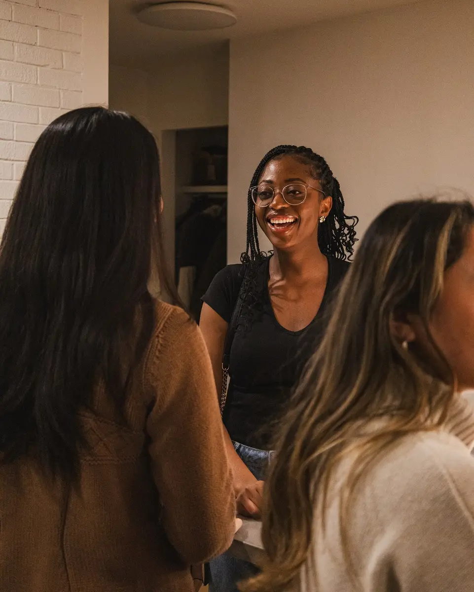 Two friends laughing