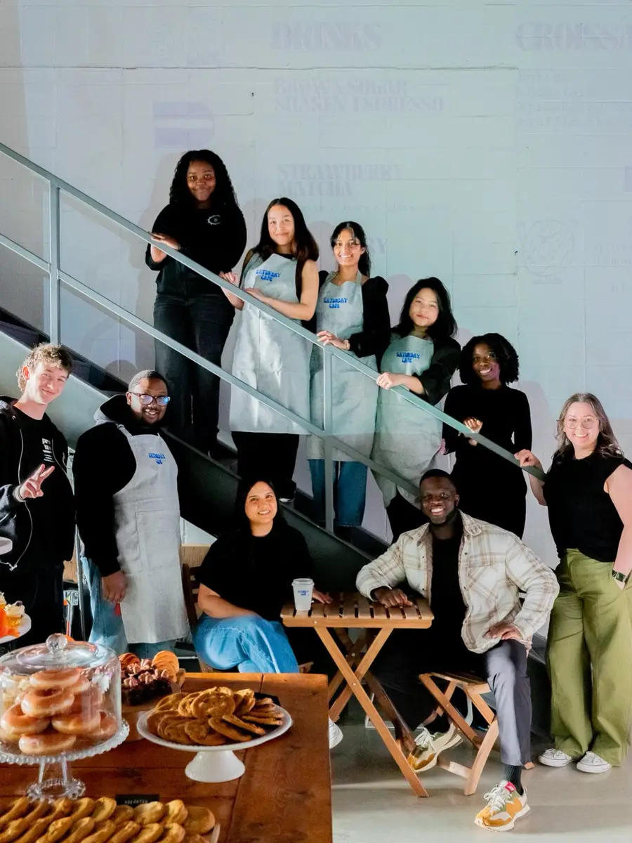 The Saturday Cafe team in their aprons